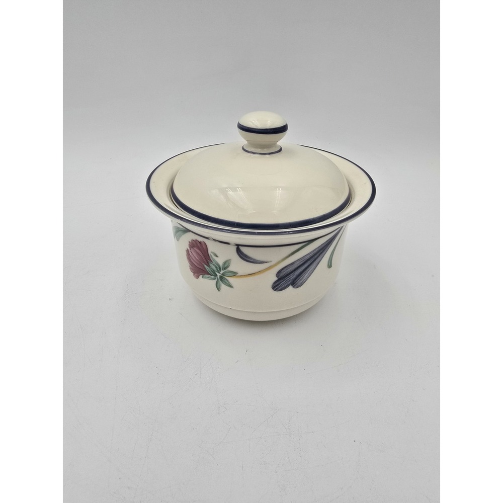 Vintage Lenox Poppies On Blue Sugar Bowl With Lid Blue Floral